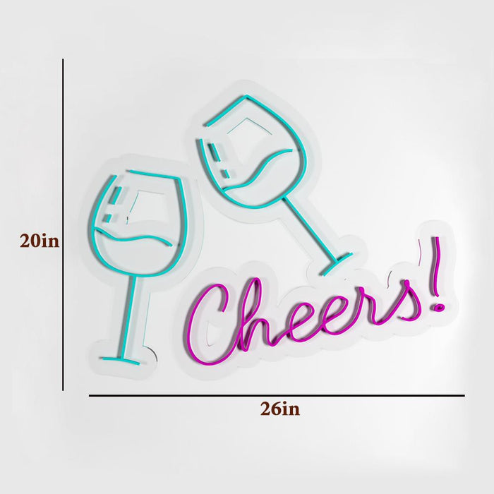 "Cheers" Wine Glass Neon LED Light