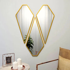 Graceful Diamond Shape Vanity Mirrors (Set of 3) in Golden Finish Frame - All India Decor