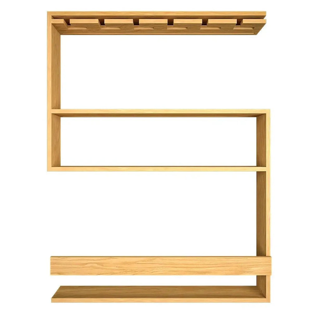 Modern MDF Bar Wall Shelf / Mini Bar Cabinet in Oak Finish - All India Decor
