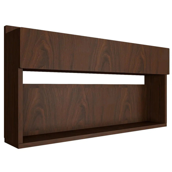 Modish Backlit MDF Bar Wall Shelf / Mini Bar Cabinet in Walnut Finish