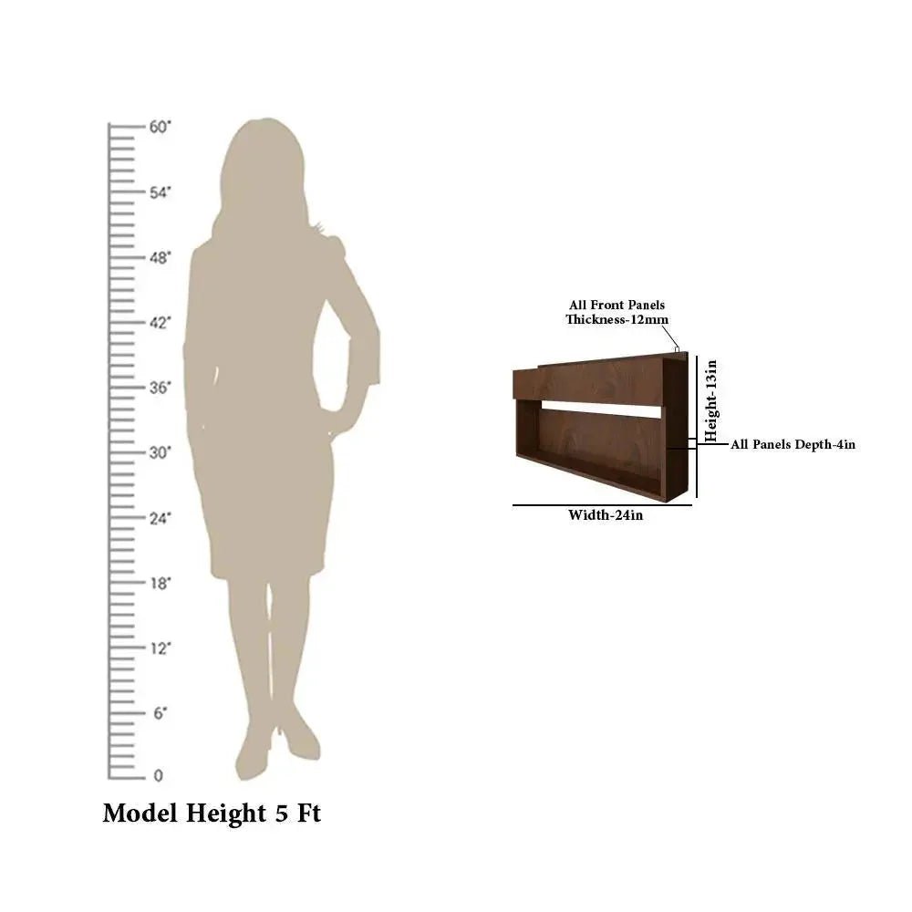 Modish Backlit MDF Bar Wall Shelf / Mini Bar Cabinet in Walnut Finish - All India Decor