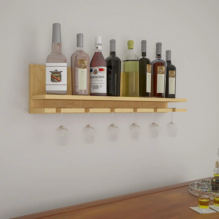 Aesthetic Backlit MDF Bar Wall Shelf / Mini Bar Cabinet (Light Oak FInish)