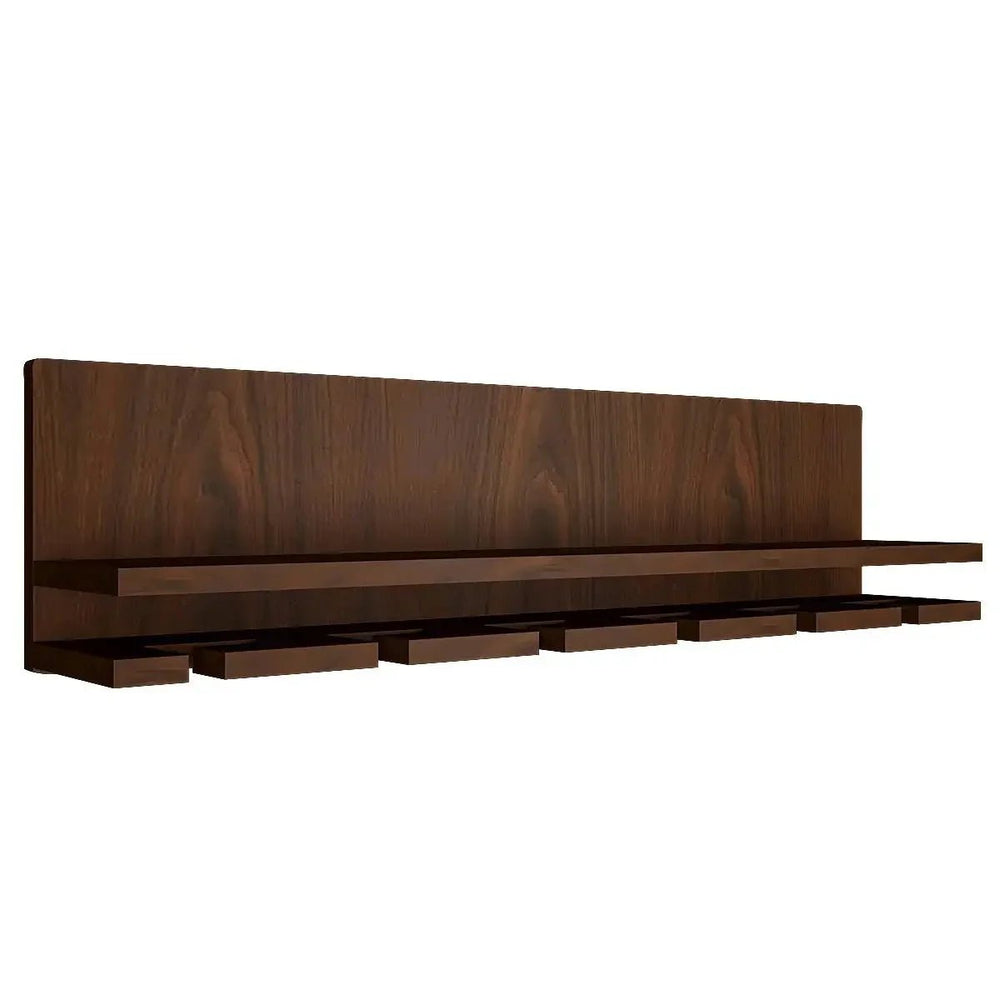 Aesthetic Backlit MDF Bar Wall Shelf / Mini Bar Cabinet (Walnut Finish) - All India Decor