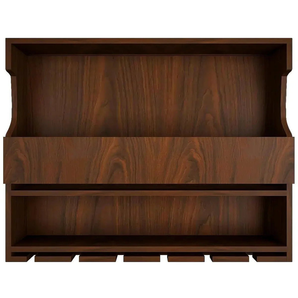 Exquisite Backlit MDF Bar Shelf / Mini Bar Cabinet in Walnut Finish - All India Decor