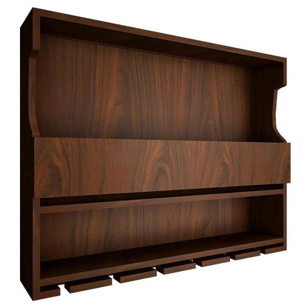 Exquisite Backlit MDF Bar Shelf / Mini Bar Cabinet in Walnut Finish - All India Decor
