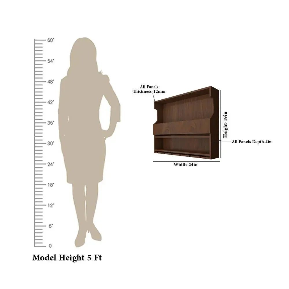 Exquisite Backlit MDF Bar Shelf / Mini Bar Cabinet in Walnut Finish - All India Decor