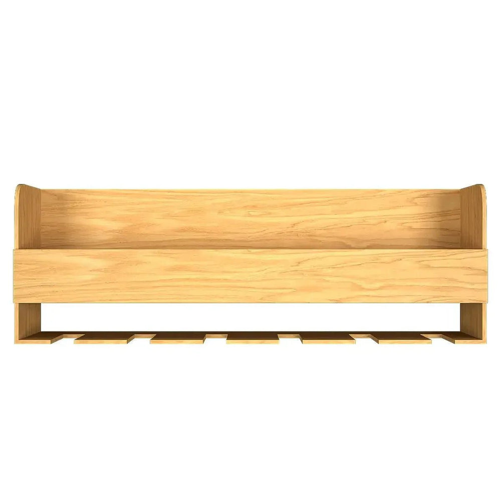 Minimalistic Backlit Wall Mounted Bar Shelf in Light Oak Finish - All India Decor