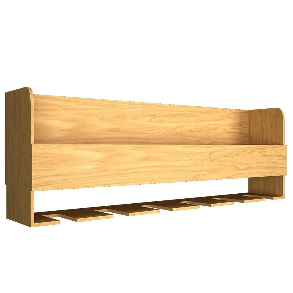 Minimalistic Backlit Wall Mounted Bar Shelf in Light Oak Finish - All India Decor
