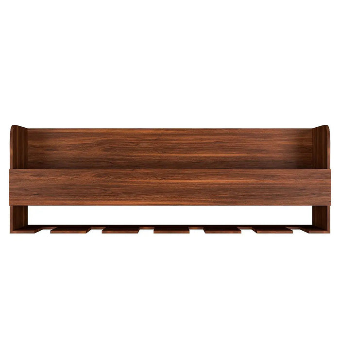 Backlit MDF Bar Wall Shelf-cum-Mini Bar Cabinet in Walnut Finish