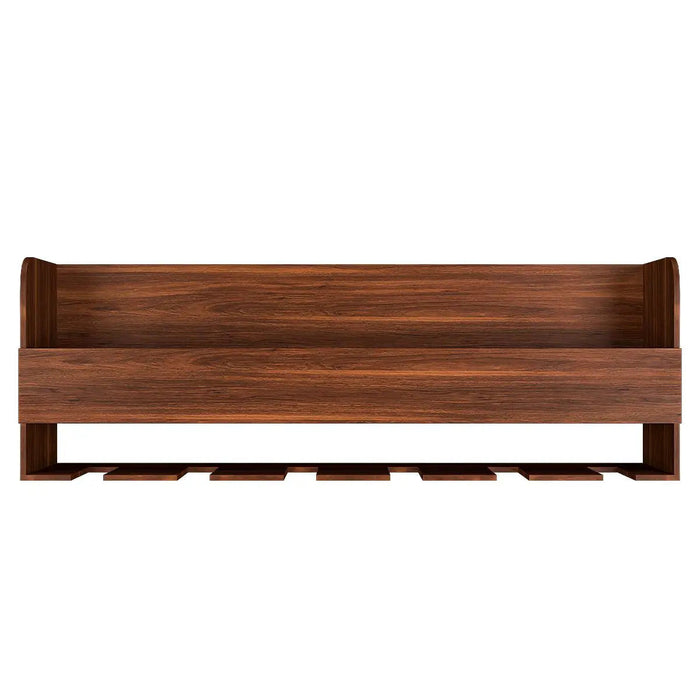Engineered Wood Backlit Bar Wall Shelf / Mini Bar Cabinet in Walnut Finish