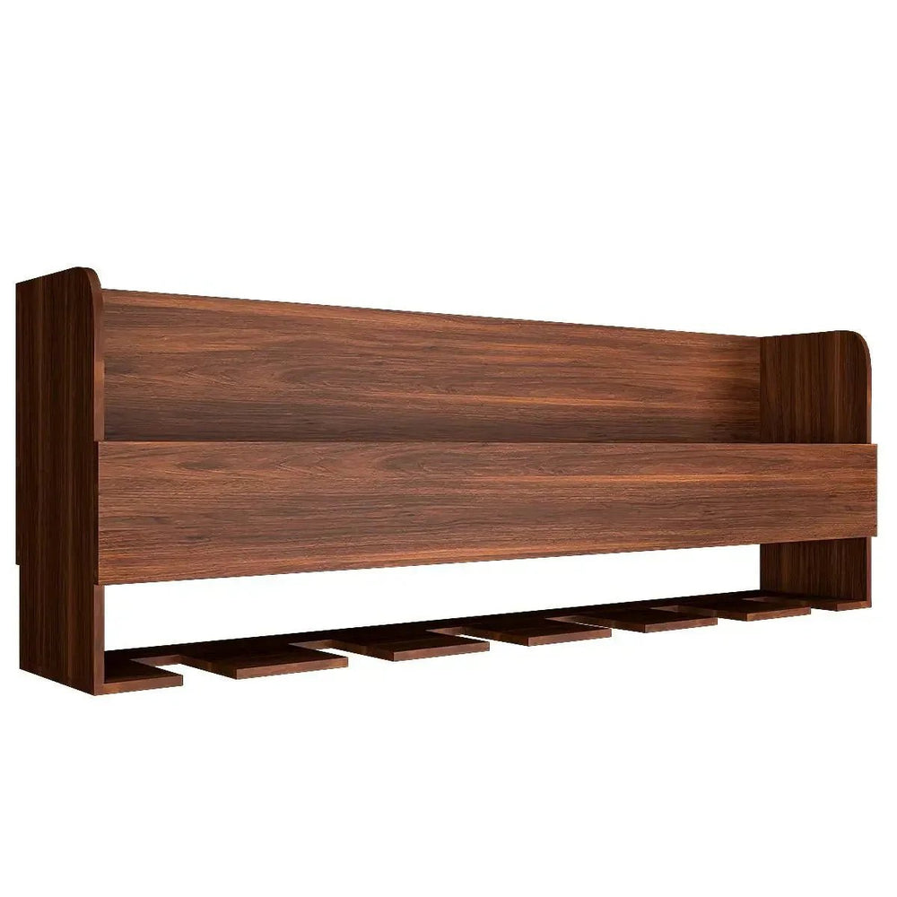 Engineered Wood Backlit Bar Wall Shelf / Mini Bar Cabinet in Walnut Finish - All India Decor