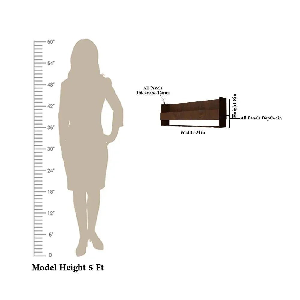 Backlit MDF Bar Wall Shelf - cum - Mini Bar Cabinet in Walnut Finish - All India Decor