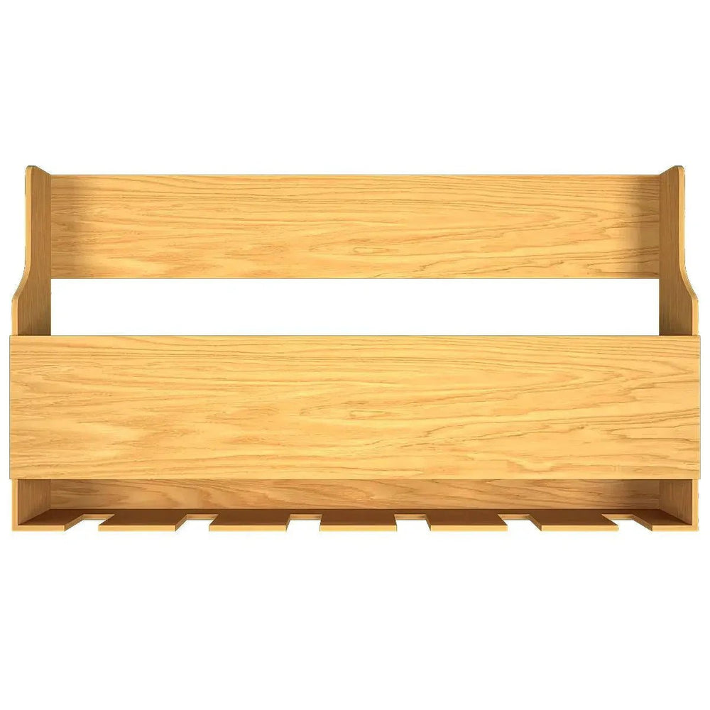 Premium Backlit MDF Bar Wall Shelf - cum - Mini Bar Cabinet in Light Oak Finish - All India Decor