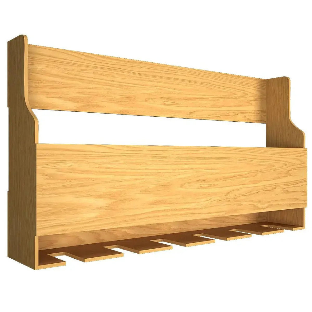 Premium Backlit MDF Bar Wall Shelf - cum - Mini Bar Cabinet in Light Oak Finish - All India Decor