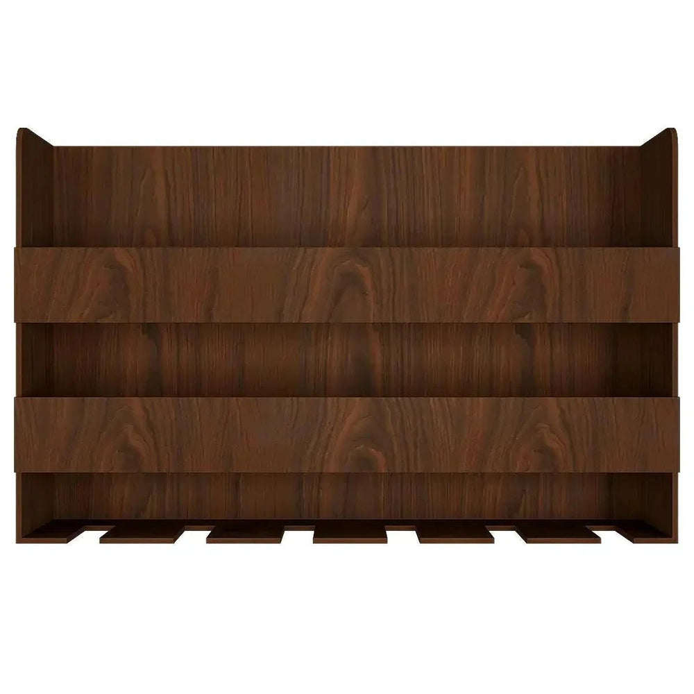 Sturdy Backlit MDF Bar Wall Shelf / Mini Bar Cabinet (Walnut Finish) - All India Decor