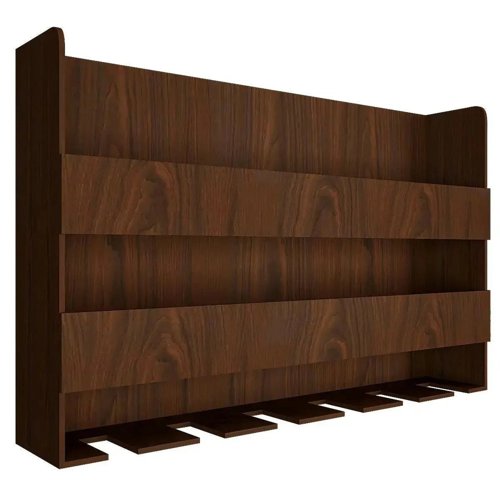 Sturdy Backlit MDF Bar Wall Shelf / Mini Bar Cabinet (Walnut Finish) - All India Decor