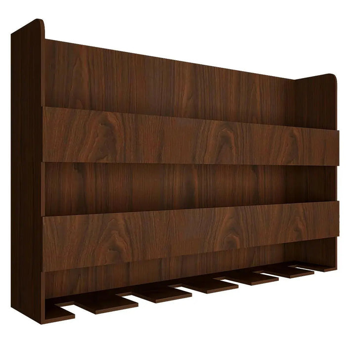 Sturdy Backlit MDF Bar Wall Shelf / Mini Bar Cabinet (Walnut Finish)