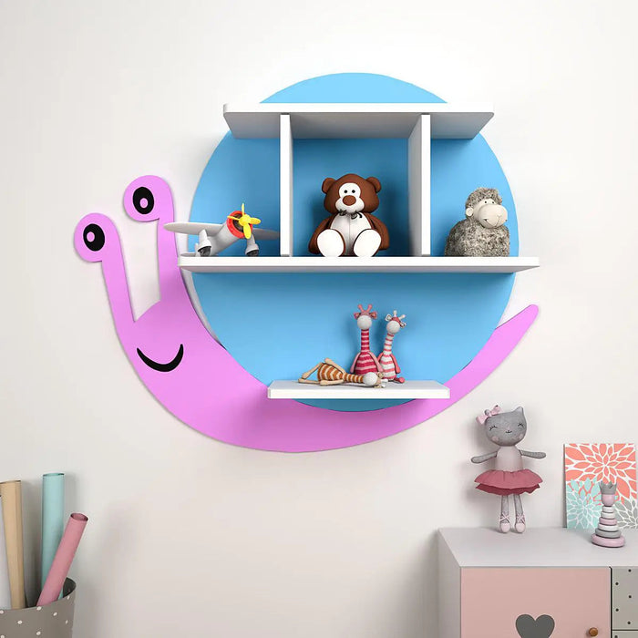 Children Wall Bookcase Kids Storage Shelves Wall Snail shape Book Holder