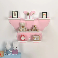 Pink Butterfly Wooden Shelf for Kids - All India Decor
