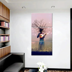 Tree Playing Magical Music Wall Painting Wooden Framed 3 Pieces Canvas Painting - All India Decor