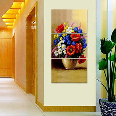 Beautiful Flower Wash Wall Painting Wooden Framed 3 Pieces Canvas Painting - All India Decor