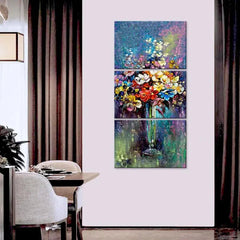 Beautiful Flower Wash Wall Painting Wooden Framed 3 Pieces Canvas Painting - All India Decor