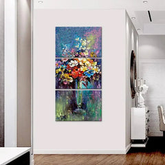 Beautiful Flower Wash Wall Painting Wooden Framed 3 Pieces Canvas Painting - All India Decor