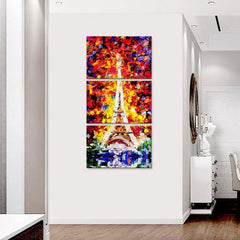 Eiffel Tower Paris Scenery Wall Painting Wooden Framed 3 Pieces Canvas Painting - All India Decor