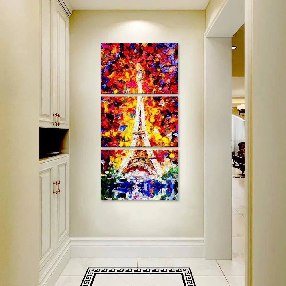 Eiffel Tower Paris Scenery Wall Painting Wooden Framed 3 Pieces Canvas Painting - All India Decor