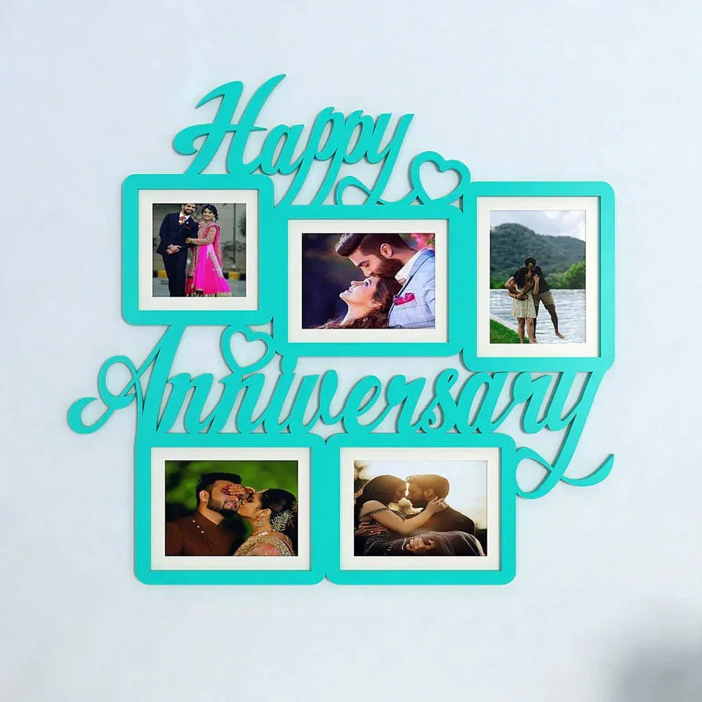 Happy Anniversary Turquoise Hanging Photo Frame - All India Decor