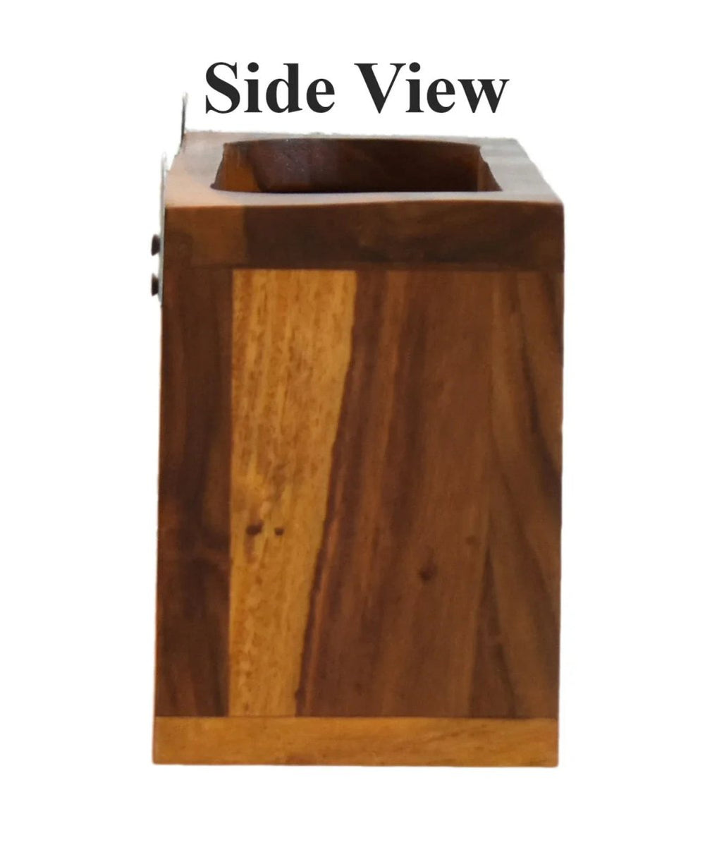 Yellow Natural Teak Wood Wall Mounted Bar Cabinet - All India Decor