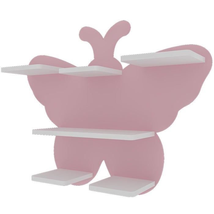 Pink Butterfly Wooden Shelf for Kids