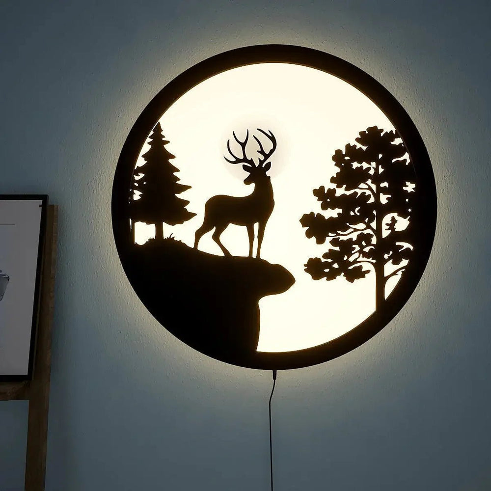 Full Moon Night Reindeer LED Wall Light - All India Decor