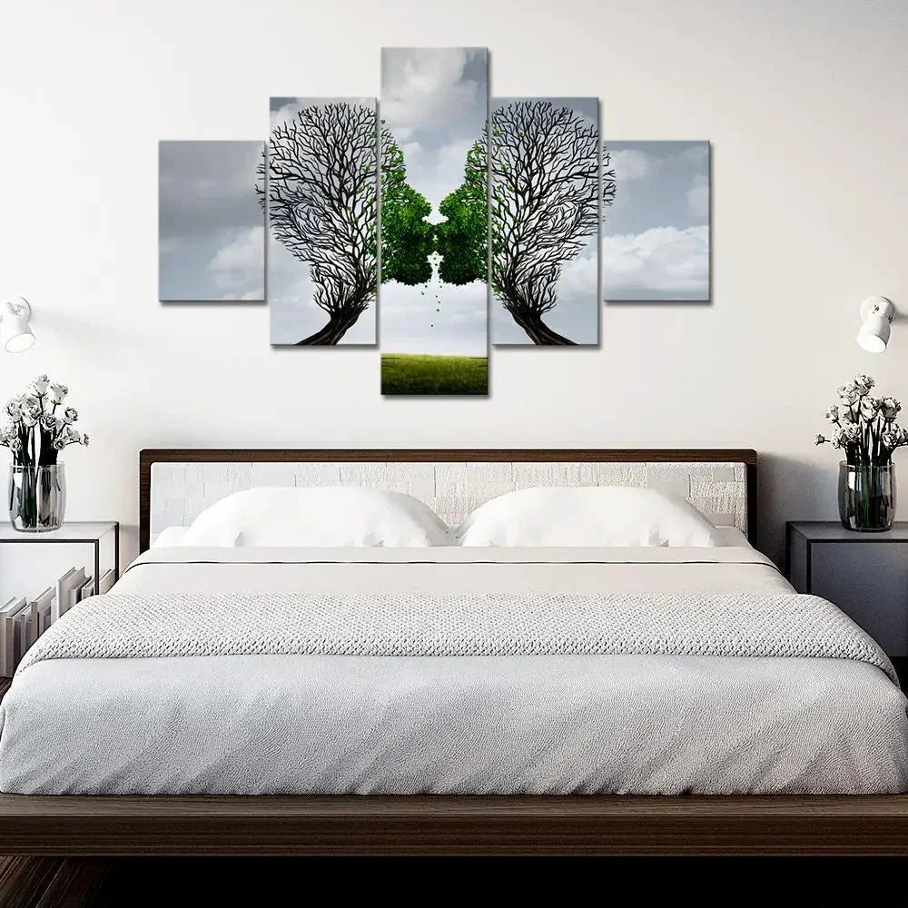 Tree of love Painting Wooden Framed 5 Pieces Canvas Wall Painting - All India Decor