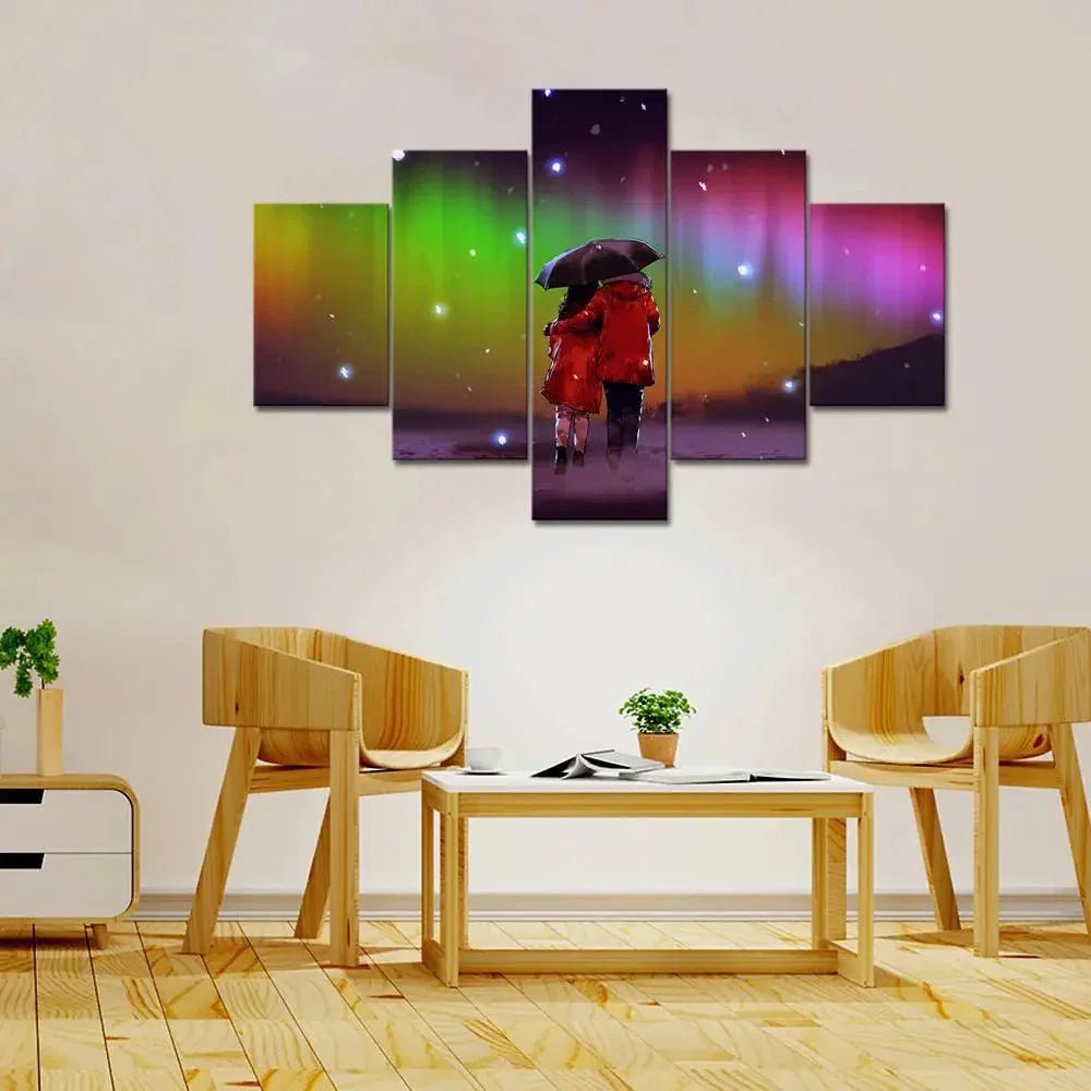 Cute Romantic Couple Painting Wooden Framed 5 Pieces Canvas Wall Painting - All India Decor