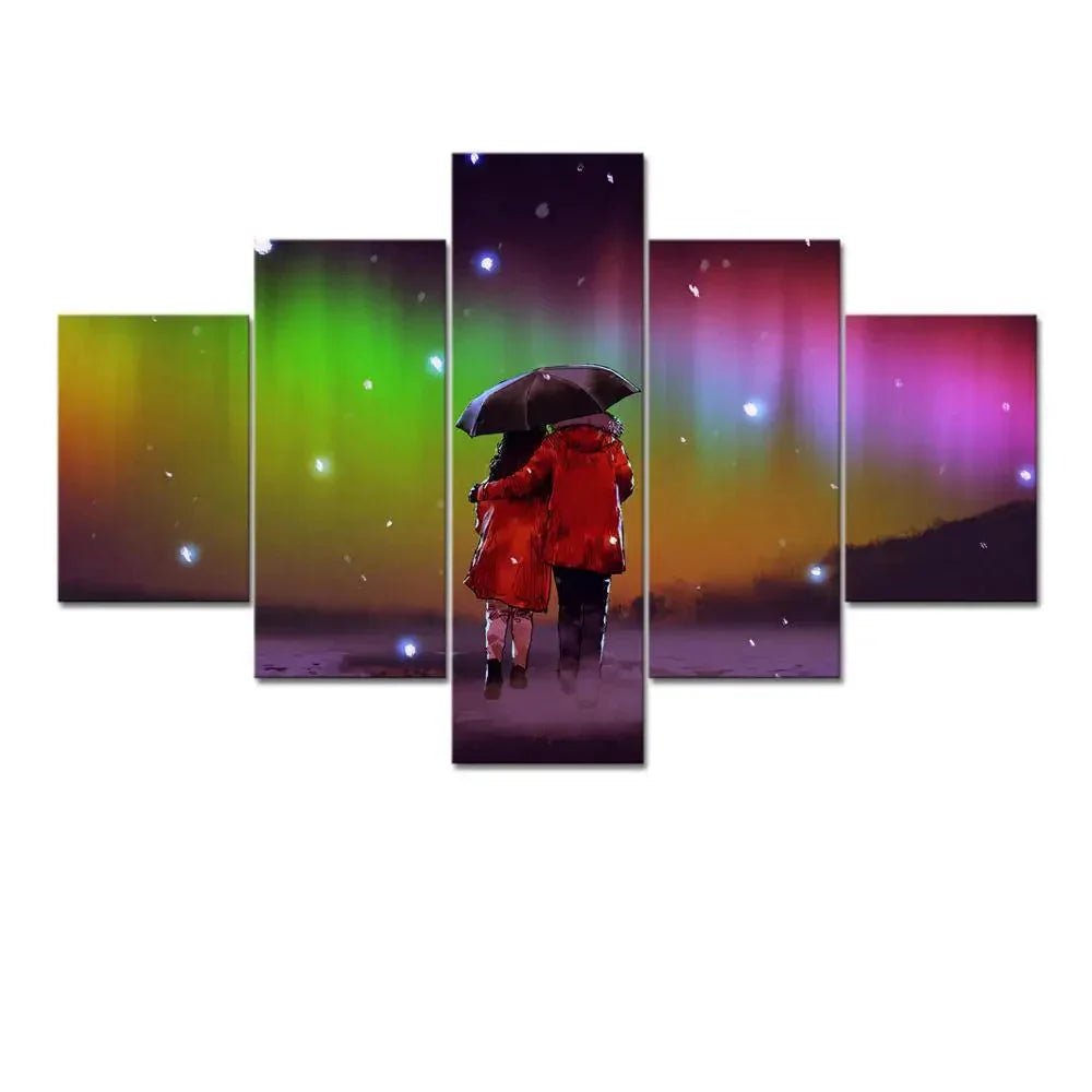 Cute Romantic Couple Painting Wooden Framed 5 Pieces Canvas Wall Painting - All India Decor