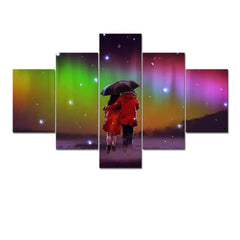 Cute Romantic Couple Painting Wooden Framed 5 Pieces Canvas Wall Painting - All India Decor