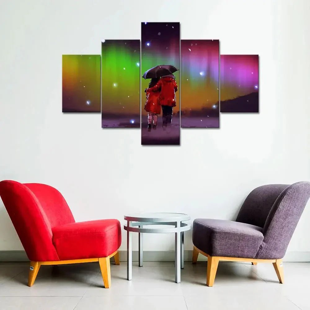 Cute Romantic Couple Painting Wooden Framed 5 Pieces Canvas Wall Painting - All India Decor
