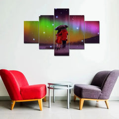 Cute Romantic Couple Painting Wooden Framed 5 Pieces Canvas Wall Painting - All India Decor