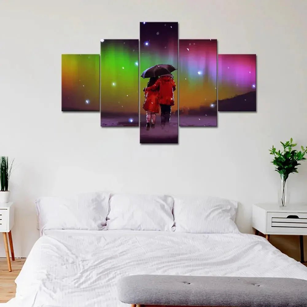 Cute Romantic Couple Painting Wooden Framed 5 Pieces Canvas Wall Painting - All India Decor