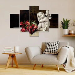 Love Angel Painting Wooden Framed 5 Pieces Canvas Wall Painting - All India Decor
