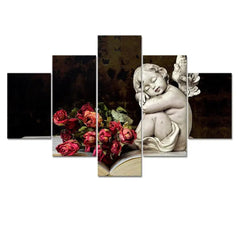 Love Angel Painting Wooden Framed 5 Pieces Canvas Wall Painting - All India Decor