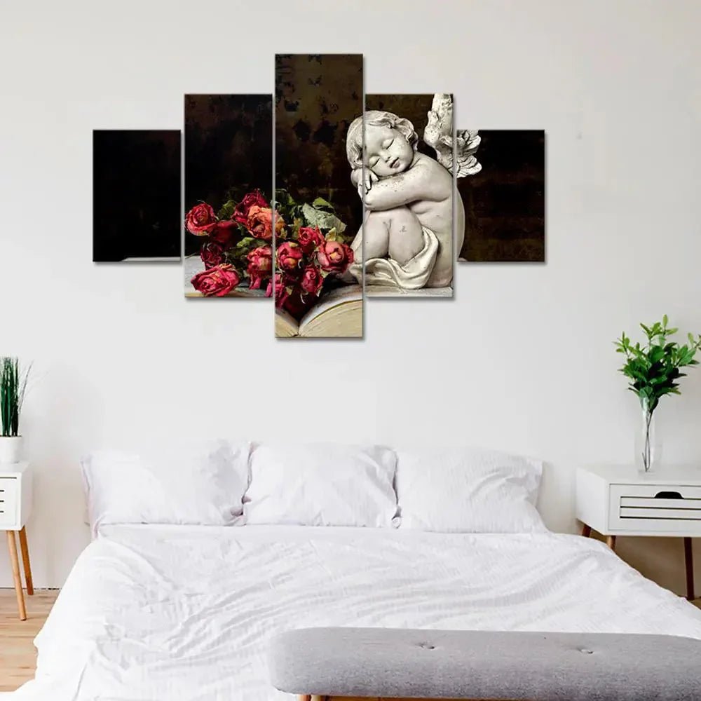 Love Angel Painting Wooden Framed 5 Pieces Canvas Wall Painting - All India Decor