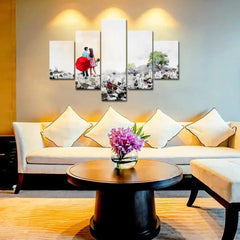 Beautiful Couple Painting Wooden Framed 5 Pieces Canvas Wall Painting - All India Decor