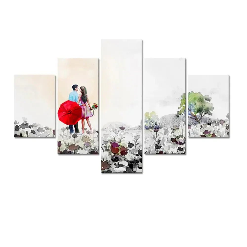 Beautiful Couple Painting Wooden Framed 5 Pieces Canvas Wall Painting - All India Decor