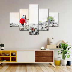 Beautiful Couple Painting Wooden Framed 5 Pieces Canvas Wall Painting - All India Decor