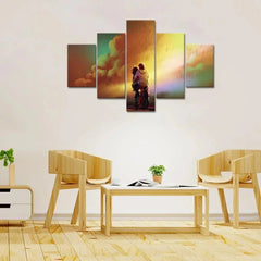 Romantic Couple Painting Wooden Framed 5 Pieces Canvas Wall Painting - All India Decor