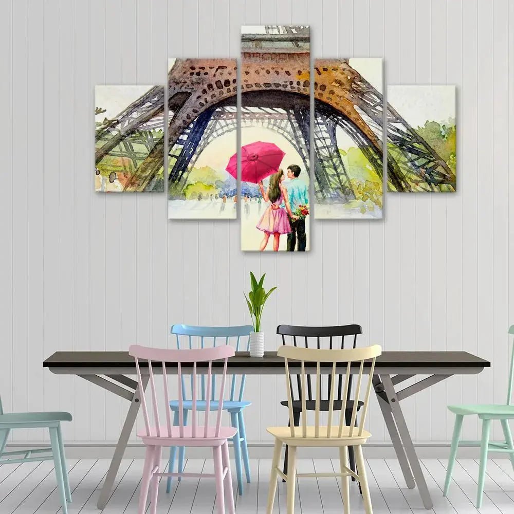 Love In Paris Wooden Framed 5 Pieces Canvas Wall Painting - All India Decor