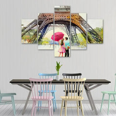 Love In Paris Wooden Framed 5 Pieces Canvas Wall Painting - All India Decor