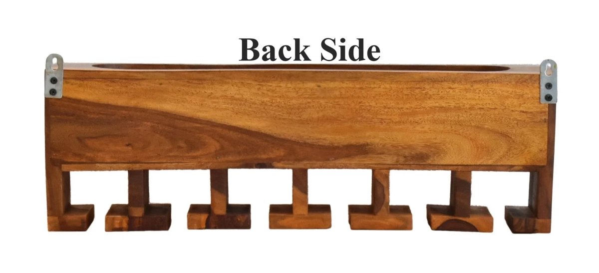 Yellow Natural Teak Wood Wall Mounted Bar Cabinet - All India Decor